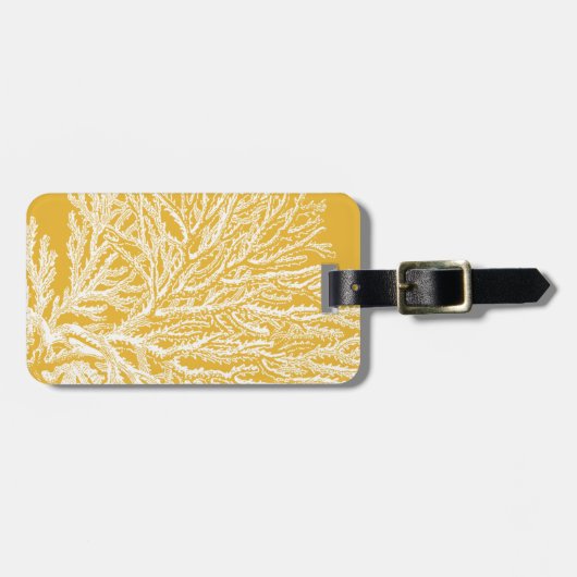 Étiquette À Bagage Corail jaune et blanc (Devant horizontal)