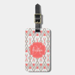 Étiquette À Bagage Corail moderne géométrique Tribal Aztec Personnali