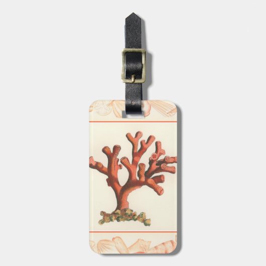 Étiquette À Bagage Corail rouge avec bordure conique (Devant Vertical)