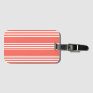 Étiquette À Bagage Corail vivant et blanc quatre bandes motif