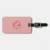 Étiquette À Bagage Coral rose Chevron Monogramme (Devant horizontal)