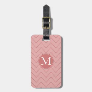 Étiquette À Bagage Coral rose Chevron Monogramme