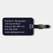 Étiquette À Bagage Corbeau bleu sur étoiles (Dos horizontal)