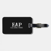 Étiquette À Bagage Corbeau floral noir (Dos horizontal)