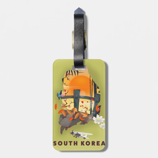 Étiquette À Bagage Corée du Sud affiche illustrée (Dos Vertical)