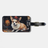 Étiquette À Bagage Corgi Citrouille Halloween effroi (Dos horizontal)