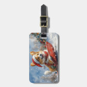 Étiquette À Bagage Corgi Dog in Sledge laissez passer Noël (Devant Vertical)