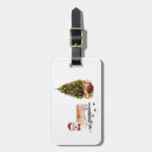 Étiquette À Bagage Corgi Funny Chien de Noël avec arbre (Devant Vertical)