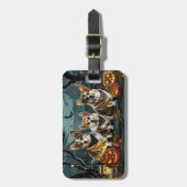 Étiquette À Bagage Corgi Halloween Éffrayant (Devant Vertical)