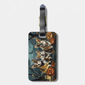 Étiquette À Bagage Corgi Halloween Éffrayant (Dos Vertical)