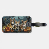 Étiquette À Bagage Corgi Halloween Éffrayant (Dos horizontal)