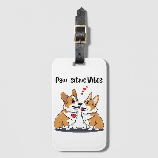 Étiquette À Bagage Corgis Vibes en Amour (Devant Vertical)