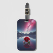 Étiquette À Bagage Cosmic Rose: Galaxy Reflection on Serene Lake (Devant Vertical)