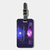 Étiquette À Bagage Cosmic Zen violet cristal Lotus Fleur Stars Lugga (Devant Vertical)