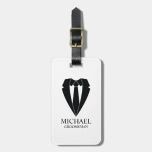 Étiquette À Bagage Costume Mariage noir et Cravate Groomsmans personn