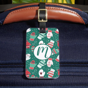 Étiquette À Bagage Cosy hiver Noël Mittens Motif en vert
