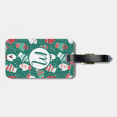 Étiquette À Bagage Cosy hiver Noël Mittens Motif en vert (Dos horizontal)