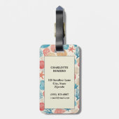Étiquette À Bagage Côtière rustique - Coquillages, Poisson étoilé, Ba (Dos Vertical)