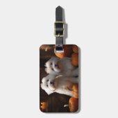 Étiquette À Bagage Coton De Tulear Chiot Automne Citrouille délice (Devant Vertical)