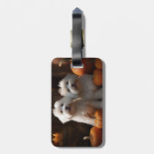 Étiquette À Bagage Coton De Tulear Chiot Automne Citrouille délice (Dos Vertical)