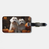 Étiquette À Bagage Coton De Tulear Chiot Automne Citrouille délice (Dos horizontal)