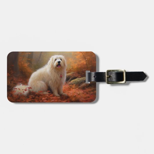 Étiquette À Bagage Coton De Tulear en automne Leaves automne Inspire (Devant horizontal)