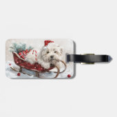 Étiquette À Bagage Coton De Tuléar Fête de Noël (Dos horizontal)