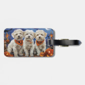 Étiquette À Bagage Coton De Tulear Halloween Épouvante (Dos horizontal)