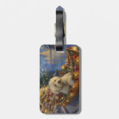 Étiquette À Bagage Coton De Tulear Noël Festive Voyage (Dos Vertical)