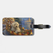 Étiquette À Bagage Coton De Tulear Noël Festive Voyage (Dos horizontal)