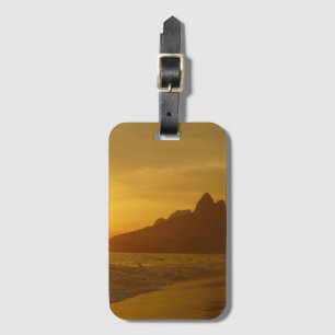 Étiquette À Bagage Coucher de soleil à la plage d'Ipanema au Brésil