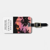 Étiquette À Bagage Coucher de soleil à travers les palmiers (Devant horizontal)