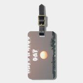 Étiquette À Bagage Coucher de soleil d'or avec Bonne Journée/Soirée (Devant Vertical)