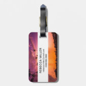 Étiquette À Bagage Coucher De Soleil Rose De Hawaii Beach (Dos Vertical)