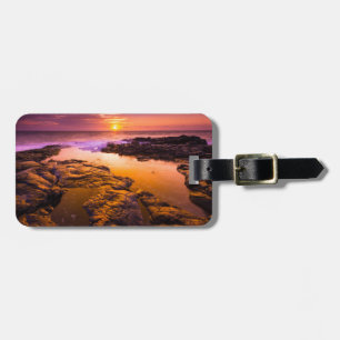 Étiquette À Bagage Coucher de soleil sur des bassins de marée, Hawaï