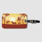 Étiquette À Bagage Coucher de soleil sur la plage de Dachshund pour m (Devant Horizontal)