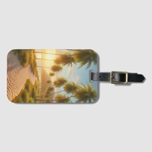 Étiquette À Bagage coucher de soleil sur la plage des Caraïbes/tropic (Devant Horizontal)
