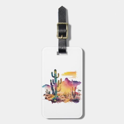 Étiquette À Bagage coucher de soleil sur le désert mexicain (Devant Vertical)