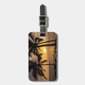 Étiquette À Bagage Coucher de soleil sur les palmiers (Devant Vertical)