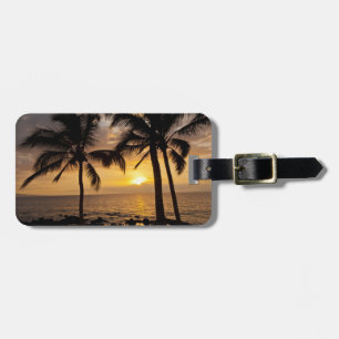 Étiquette À Bagage Coucher de soleil sur palmier