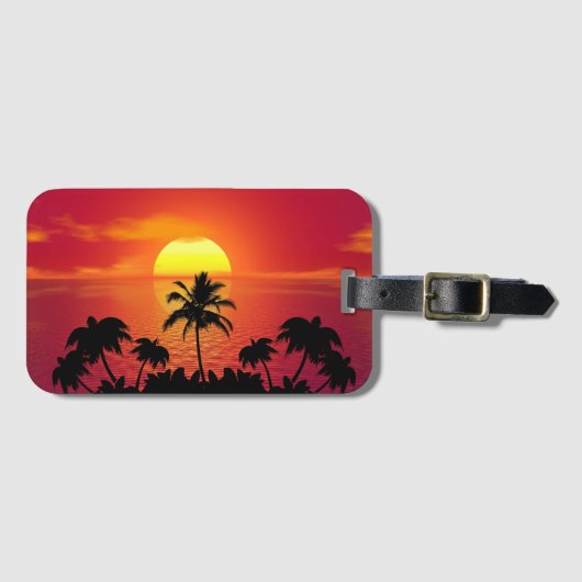 Étiquette À Bagage Coucher de soleil tropical (Devant Horizontal)