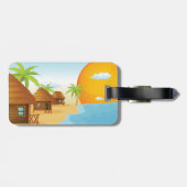 Étiquette À Bagage Coucher de soleil tropical avec des huttes de chau (Dos horizontal)