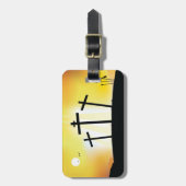 Étiquette À Bagage Coucher du soleil Croix religieuse (Devant Vertical)