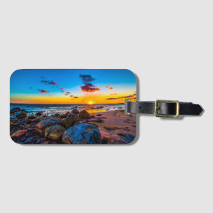 Étiquette À Bagage Coucher du soleil en mer