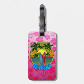 Étiquette À Bagage Coucher du soleil et planches de surf (Dos Vertical)