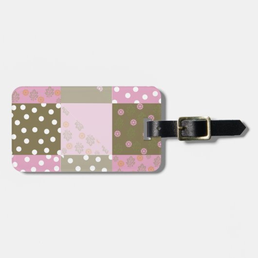 Étiquette À Bagage Couette rose Brown pois (Devant horizontal)