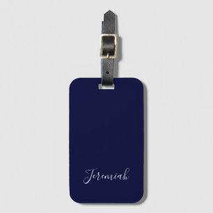 Étiquette À Bagage Couleur bleu marine Calligraphie moderne simple de