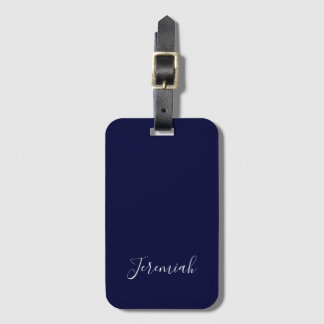 Étiquette À Bagage Couleur bleu marine Calligraphie moderne simple de