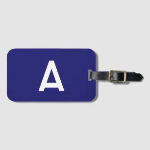 Étiquette À Bagage Couleur bleu minuit, monogramme simple minimaliste