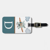 Étiquette À Bagage Couleur bleue et Brown de l'avion Bloc de couleur  (Devant horizontal)